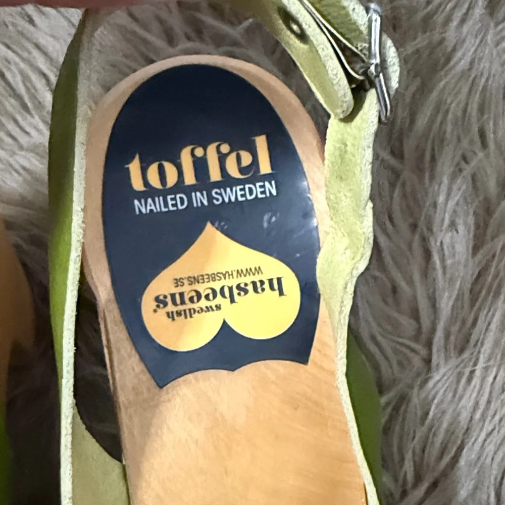 Swedish Hasbeens Olive Green Slingback Clogs size 8.5 - Picture 10 of 12